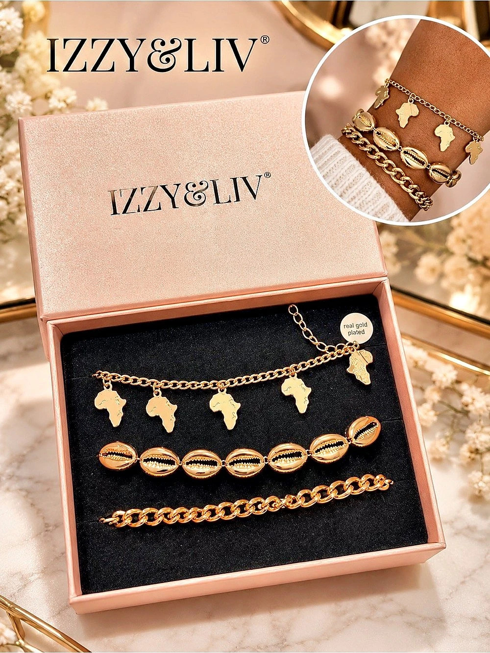 Izzy & Liv Gold Plated 3-Piece Bracelet Set